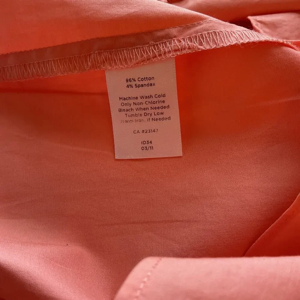 Talbots Peach RuffelEmpire Waist Short Sleeve Side Zipper Fitted Top 10 - Picture 6 of 7